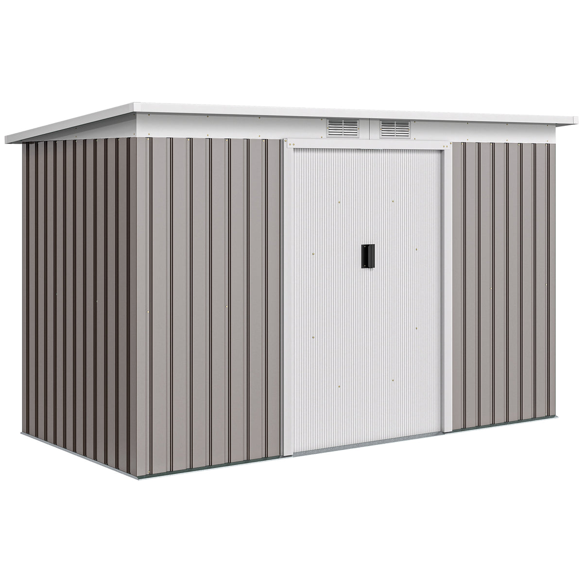 Abrigo de Jardim 280x130x172 cm Abrigo de Exterior de Aço Galvanizado com Porta Corredeira e Ventilações para Armazenamento de Ferramentas Cinza — foto 1