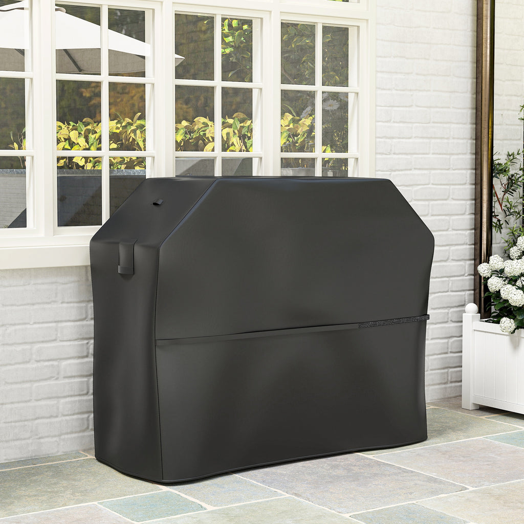 Capa para Barbecue Impermeável Capa Protetora para BBQ em Tecido Oxford 600D Anti-Vento Anti-Pó Anti-Humidade Anti-UV Capa de Barbecue com Fechos de Velcro 147x61x122 cm Preto — foto 7
