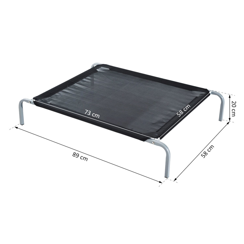 Cama Elevada para Animais de Estimação Cama para Cães e Gatos Desmontável Tecido Textilene Exterior Jardim Terraço 89x58x20cm Preto — foto 3