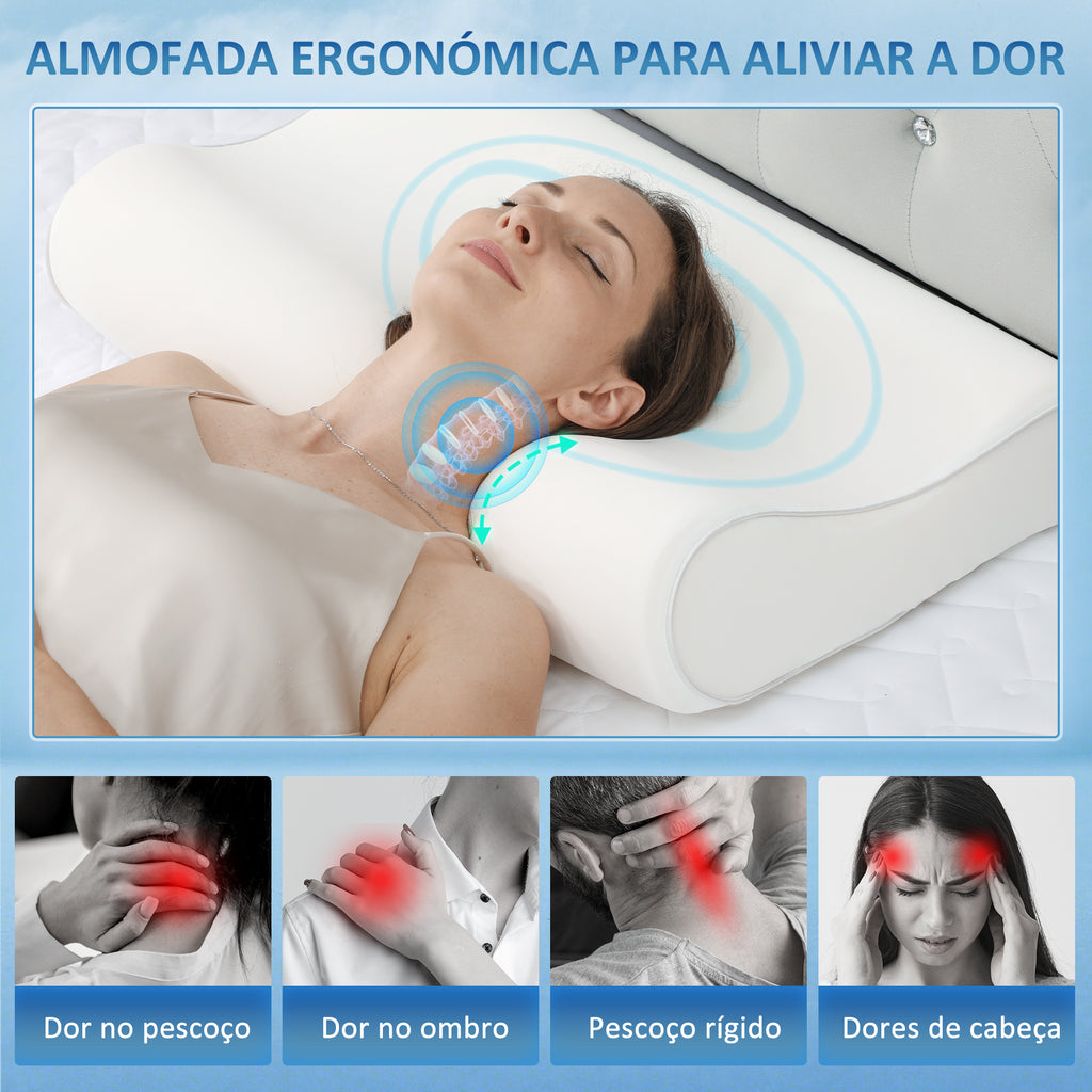 Almofada Cervical e de Pescoço de Espuma Viscoelástica Almofada com Desenho Ergonómico Dupla Altura Capa Removível e Lavável para Suporte de Pescoço Dormir de Lado e de Costas — foto 5