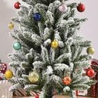 Árvore de Natal 180cm Neve Artificial com 394 Ramos Ignífugos de PVC Base Dobrável e Suporte de Aço Decoração de Natal para Interiores Ø60x180cm Verde e Branco — foto 9