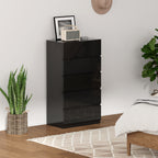 Cómoda com 5 Gavetas de Madeira Cómoda de Dormitório Cómoda Preta para Sala de Estar Estilo Moderno 55x34x100 cm Preto — foto 2