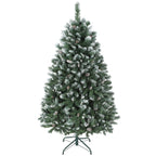 Árvore de Natal Artificial 150 cm Árvore de Natal com 581 Ramos com Efeito Neve 44 Pinhas e Suporte Metálico Dobrável Montagem Fácil para Sala Interior Verde — foto 1