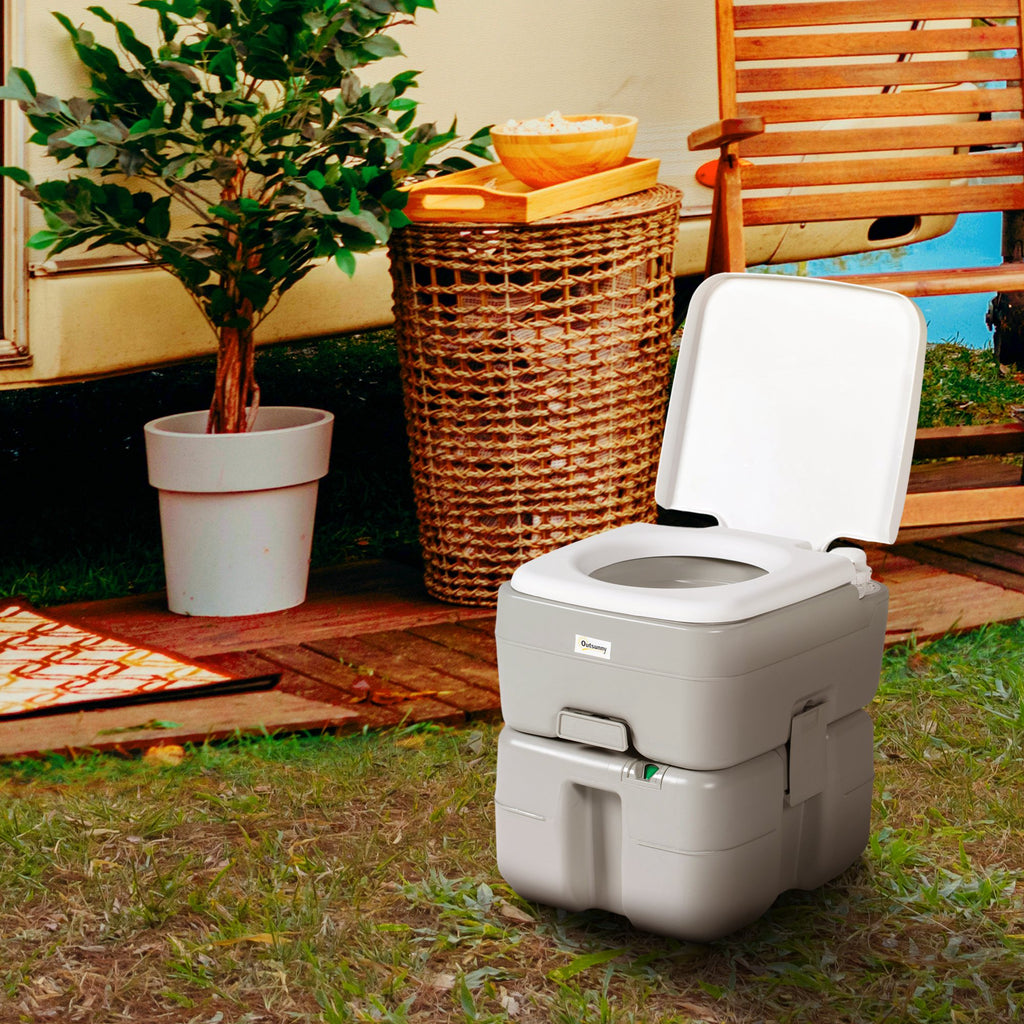 Sanita Portátil 20L Sanita Portátil com Indicador de Nível Capacidade 150 kg para Campismo Viagem Idosos Caravana Barco 33x40x43 cm Cinza — foto 2