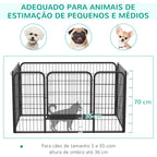 Parque para Animais de Estimação Retangular Gaiola para Cães 4 Paineis de Metal com Porta e Dupla Fechadura Cerca de Treinamento 129x84x70cm Preto — foto 5