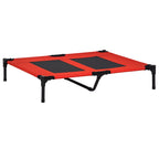 Cama Elevada para Cães Cama de Animais de Estimação com Malha Transpirável e Tecido Oxford para Exterior Interior Ar Livre Jardim Terraço 91,5x76,2x18cm Vermelho — foto 1