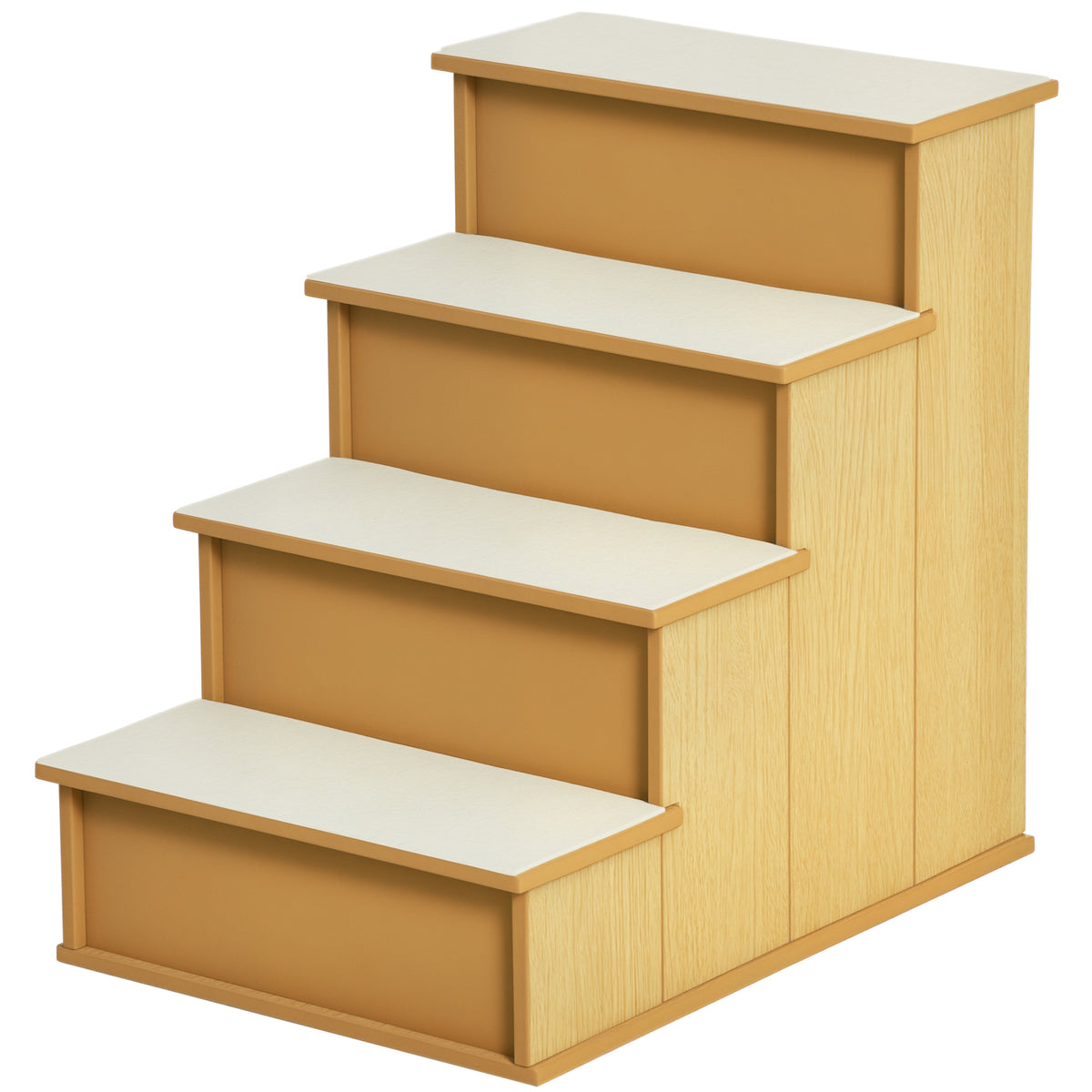 Escada para Animais de Estimação de 4 Degraus Escada para Cães e Gatos com Tapetes Antideslizantes Removíveis Carga 30 kg para Cama Sofá 40x59x54,2 cm Madeira e Creme — foto 1