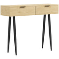Mesa Consola Móvel para Entrada com 2 Gavetas e Pés de Aço Consola para Entrada Corredor 100x30x80,5 cm Carvalho — foto 1