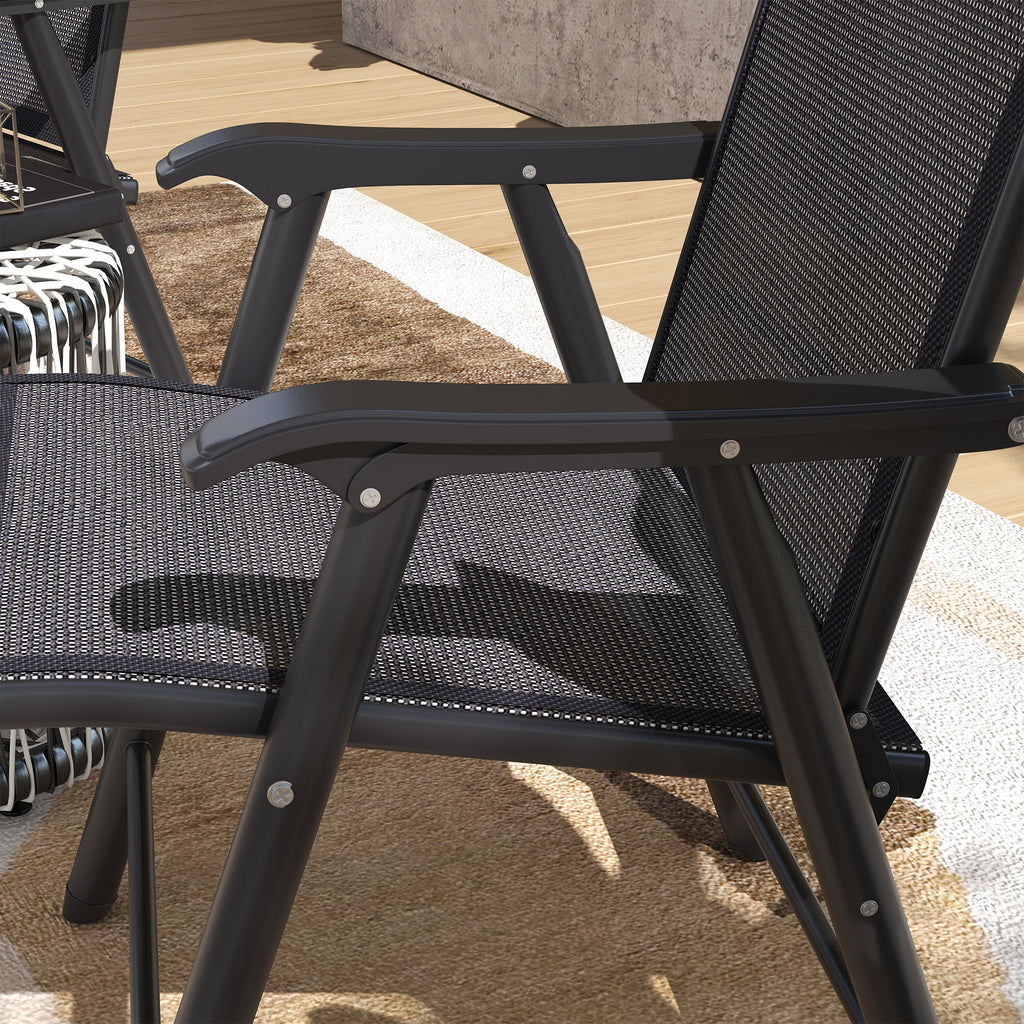 Conjunto de 2 Cadeiras Dobráveis para Exterior com Apoio para o Braço Cadeiras para Jardim com Textilene e Metal Carga 110 kg 58x64x94 cm Cinza Escuro — foto 8