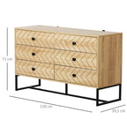 Cómoda com 6 Gavetas Estilo Retrô Móvel Auxiliar de Madeira para Sala de Estar Corredor 120x39,5x71 cm Madeira e Preto — foto 3