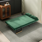 Sofá Cama Sofá Convertível em Cama de 2 Lugares Dobrável com Encosto Ajustável em 5 Níveis e 2 Almofadas Acolchoadas para Escritório Dormitório Sala de Estar 102x73x81 cm Verde — foto 7