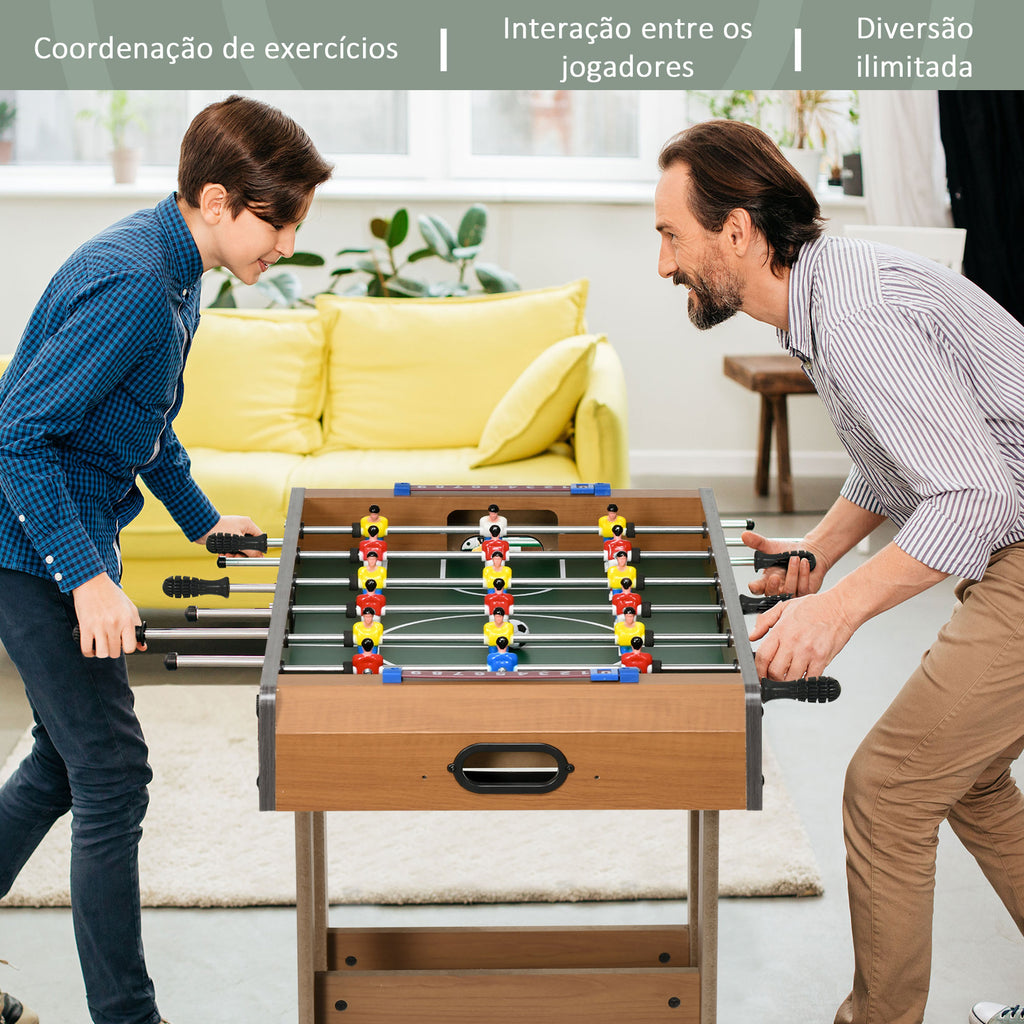 Mesa de Matraquilho para Crianças e Adultos Matraquilho 69x37x70cm com 2 Bolas 6 Hastes Metálicas 2 Placares de Pontos 18 Jogadores Pés Dobrável para Familias Festas Madeira — foto 6