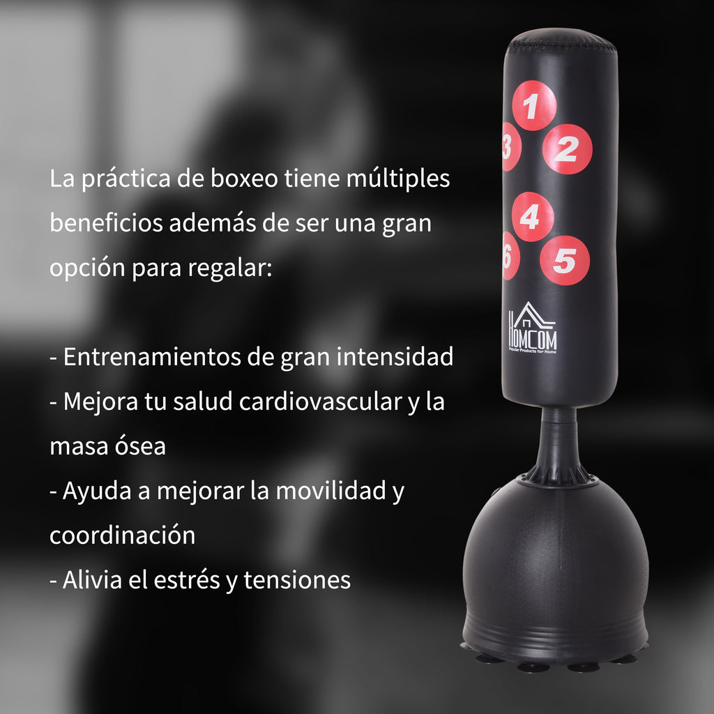 Saco de Boxe de Pé 165cm Sacos de Chão com Suporte para Preencher de Água ou Areia para Adultos e Crianças Preto — foto 7