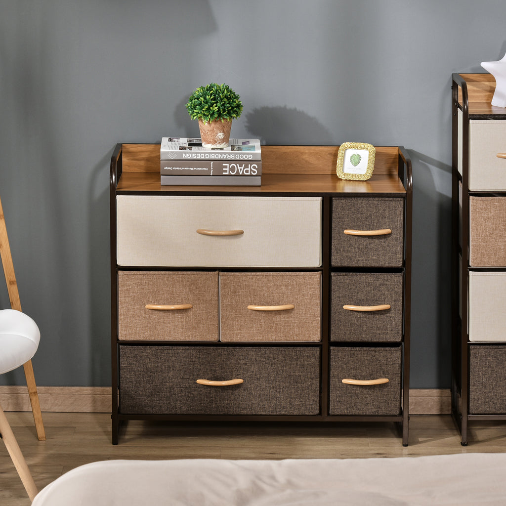 Cómoda Estreita com 7 Gavetas Dobráveis de Tecido, Cómoda de Quarto com Estrutura Metálica, Móvel para Espaços Pequenos, Sala de Estar, Casa de Banho, Multicolor — foto 7