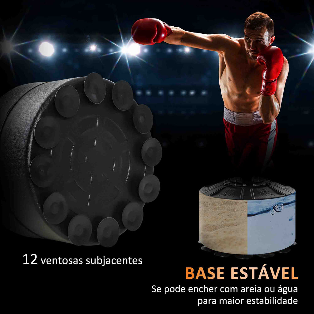 Punching Ball de Boxe com Altura Ajustável com 2 Bolas de Velocidade Barra Giratória 360° e Base Preenchida com Água ou Areia Punching Ball para Adultos 88x50x160-230 cm Vermelho e Preto — foto 6