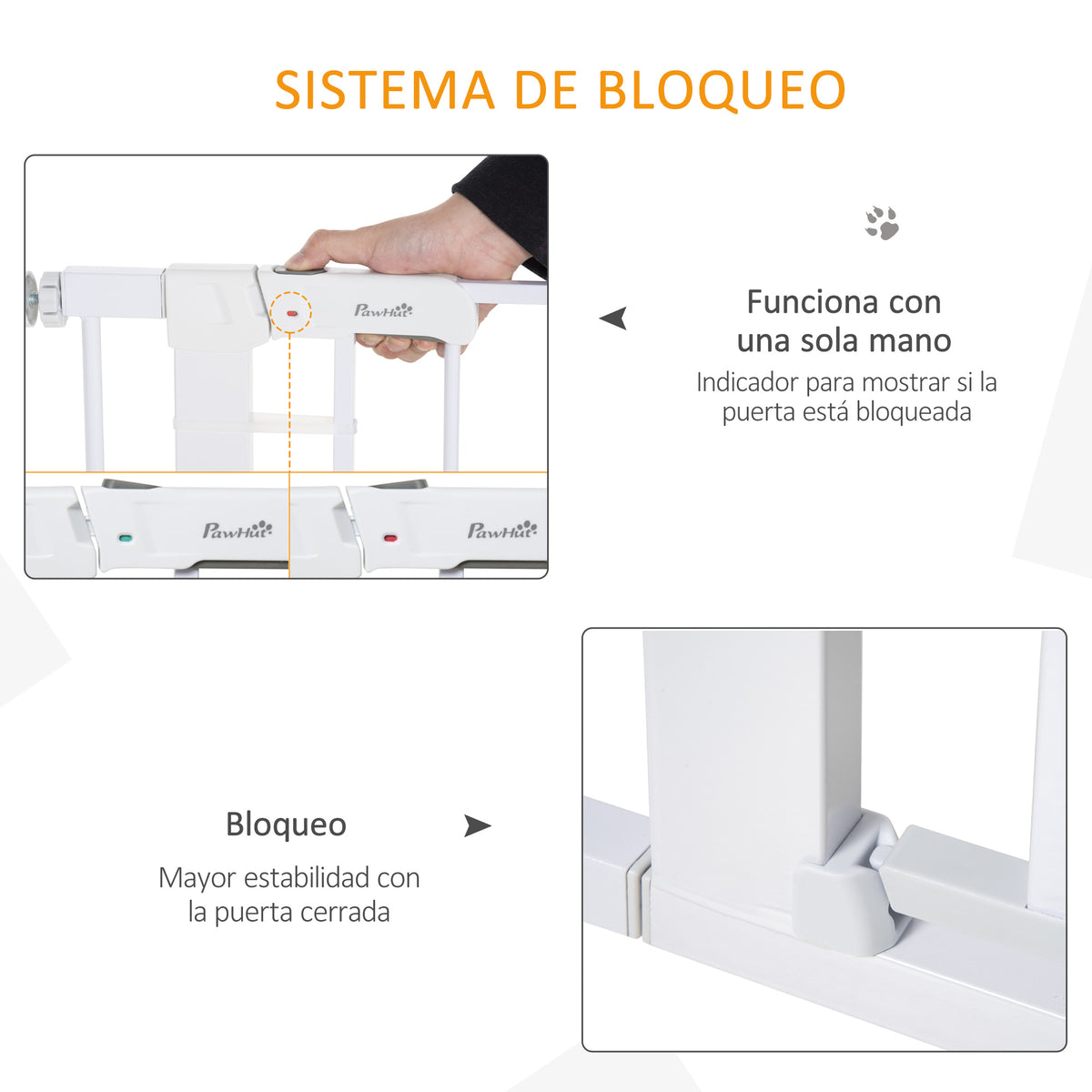 Barreira de Segurança para Cães Animais de Estimação 75-96cm para Escadas Portas e Corredores com Fechamento Automático Altura 76cm Branco — foto 5