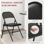 Conjunto de 2 Cadeiras Dobráveis Cadeiras Dobráveis com Encosto e Estrutura de Aço para Sala de Estar Escritório Estúdio 45x46x78 cm Preto — foto 4