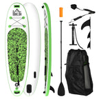 Prancha de Paddle Surf Inflável com Remo Ajustável entre 160-210cm com Barbatana Removível Bolsa de Transporte e Bomba de Insuflar Carga 100 kg 302x76x10cm Verde — foto 1