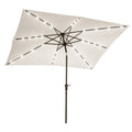 Chapéu de Sol com Luzes LED 268x205x248 cm Chapéu de Sol de Jardim Inclinável até 45° Anti-UV e Abertura a Manivela para Pátio Varanda Creme — foto 1