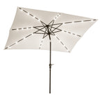Chapéu de Sol com Luzes LED 268x205x248 cm Chapéu de Sol de Jardim Inclinável até 45° Anti-UV e Abertura a Manivela para Pátio Varanda Creme — foto 1