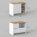 Móvel para Lavatório Pousar Móvel Casa de Banho Moderno com Prateleiras Abertas e Armário 77x45x60 cm Branco e Madeira — foto 3