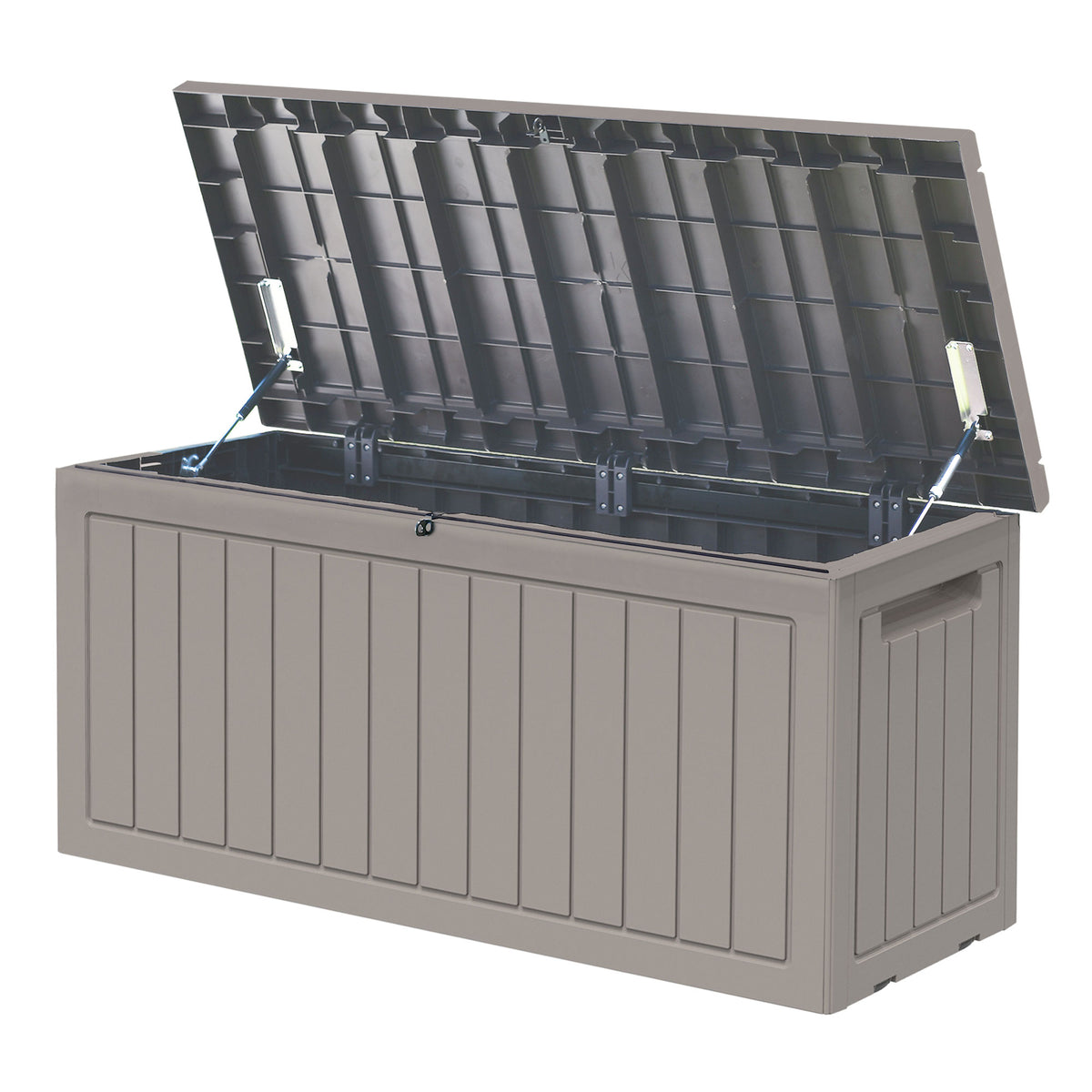 Caixa de armazenamento ao ar livre de 290L com alças e rodas embutidas baú para terraço e jardim 50 kg 124x52,5x56,5 cm Cinza Claro — foto 1