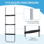 Escada para Trampolim de Aço Escada para Trampolim de 3 ou 2 Degraus com Degraus Largos e 2 Ganchos Capacidade 120 kg 110x32 cm Prata — foto 5
