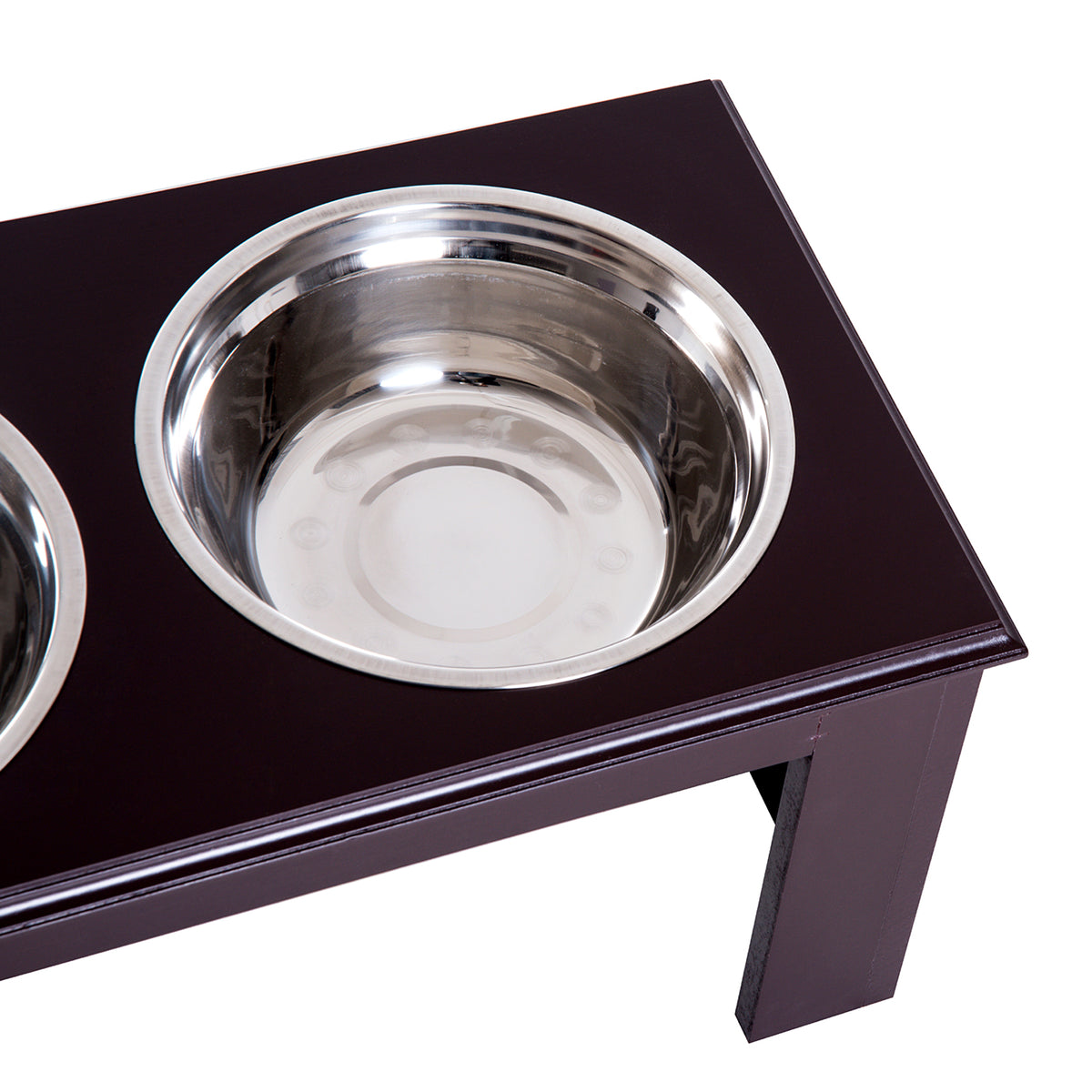 Comedouro Elevado para Cães com Suporte e 2 Tigelas Amovíveis de Aço Inoxidável Alimentador para Animais de Estimação 58,4x30,5x25,4 cm Marrom — foto 8