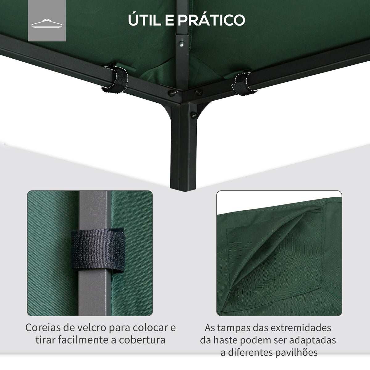 Toldo de Substituição de 3x3m para Pérgola de Jardim com 8 Orifícios de Drenagem e Ventilação Verde — foto 5