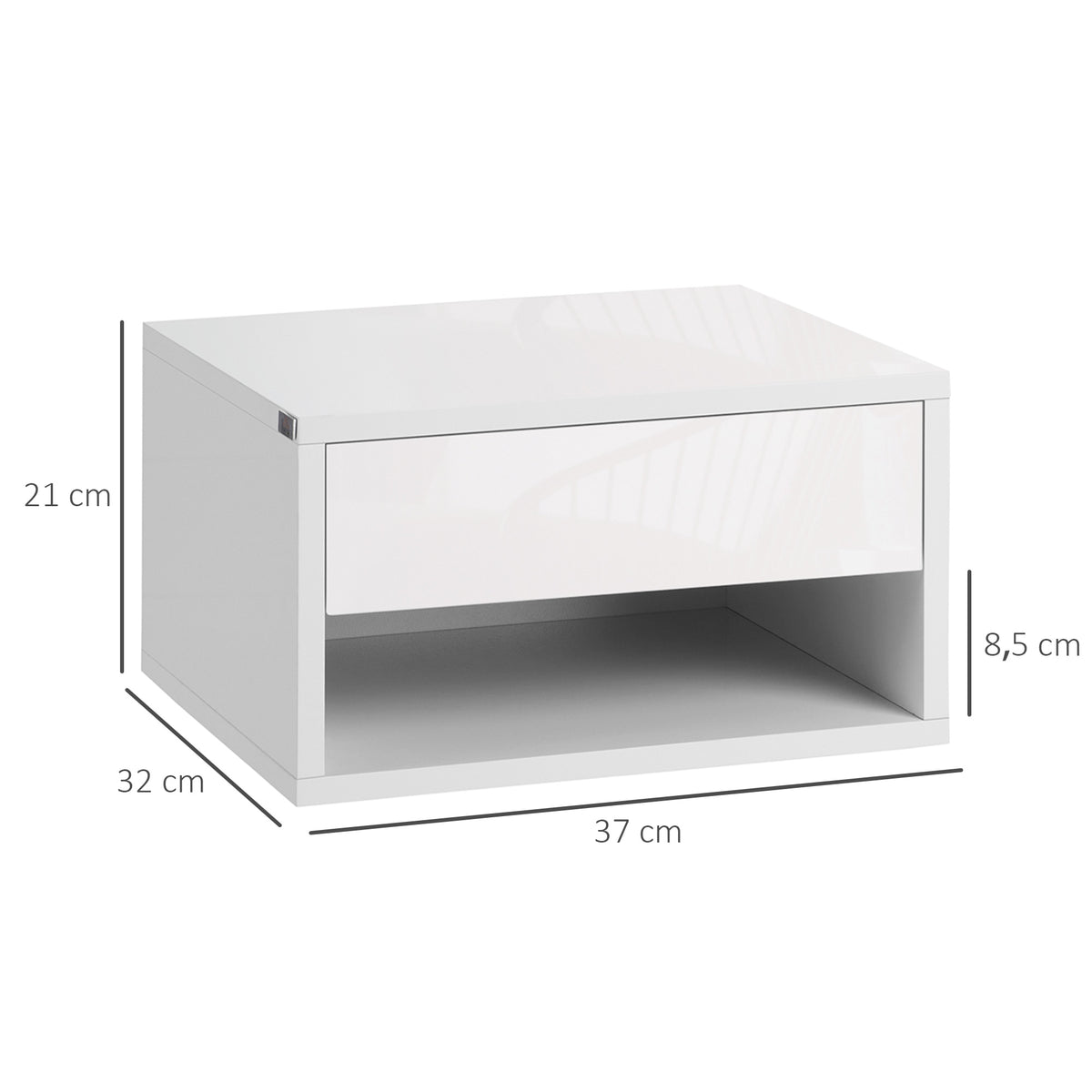 Conjunto de 2 Mesas de Cabeceira Flutuantes Mesas de Cabeceira com Gaveta para Dormitório 37x32x21 cm Branco — foto 3