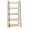 Estante de Estilo Industrial com 5 Níveis Estante de Sala de Estar para Livros com Estrutura de Metal Carga 25 kg para Escritório Estudo 70x35x149,5 cm Natural — foto 1