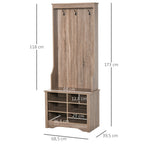 Móvel Cabide de Entrada com 3 Ganchos e 6 Compartimentos para Sapatos Armário de Entrada com Cabides 68,5x39,5x173cm Madeira — foto 3
