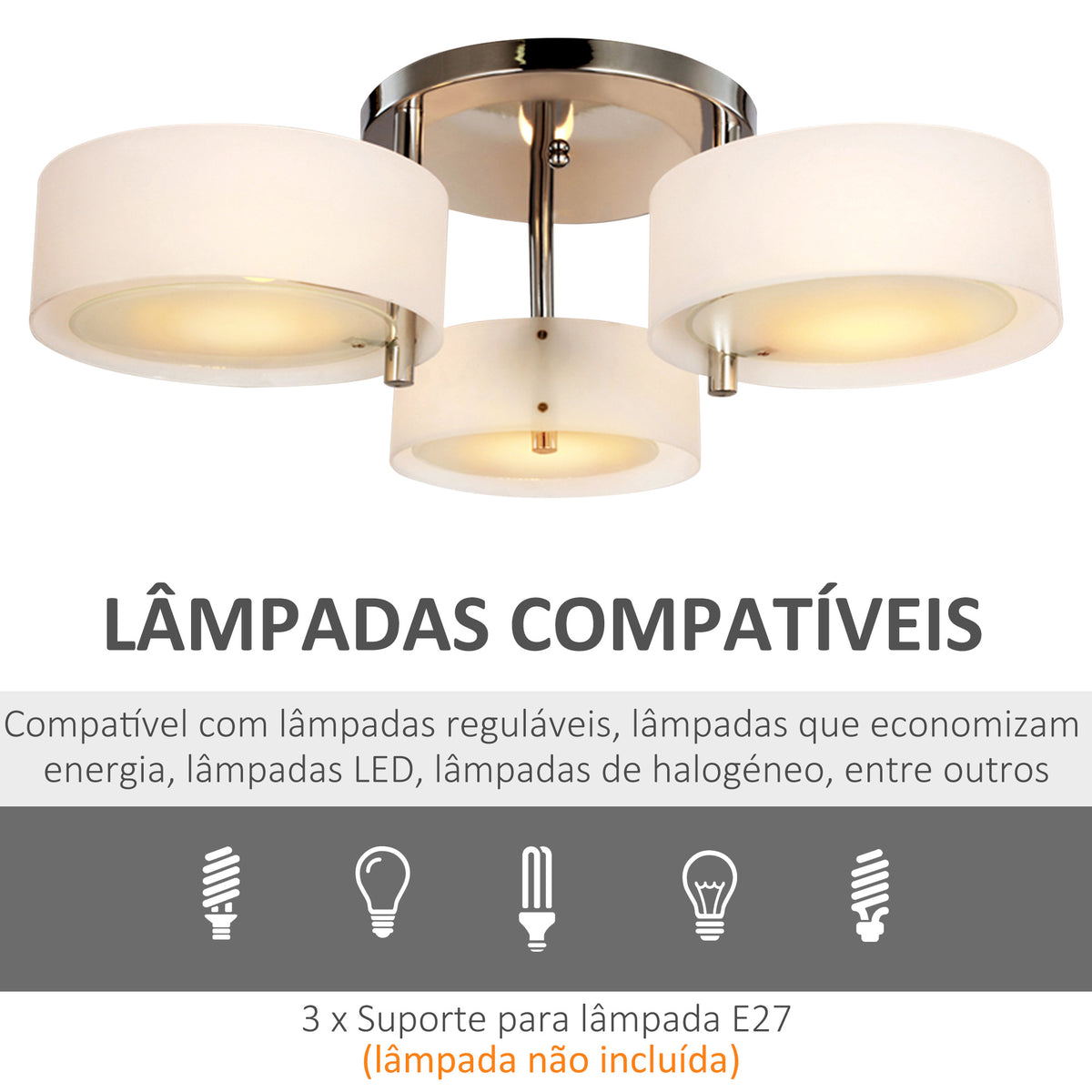 Candeeiro de Teto Moderno Candeeiro Suspenso com Ecrã em Acrílico e Suporte para Lâmpada E27 Candeeiro para Sala de Estar Dormitório Sala de Jantar Ø64x20 cm Branco — foto 5