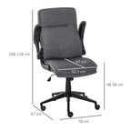 Cadeira de escritório ergonômica 360 ° giratória com função de inclinação Apoios de braço acolchoados e ajustáveis ​​em altura para casa e escritório 67x70x108-118 cm Cinza — foto 3