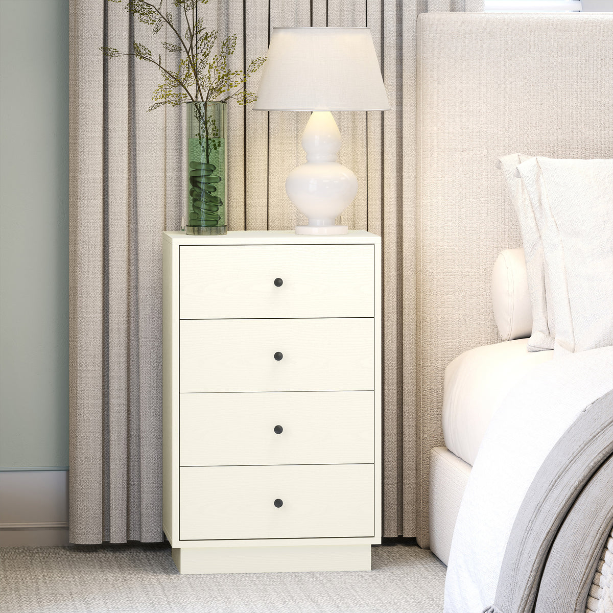 Cómoda de 4 Gavetas Cómoda para Dormitório Moderna Cómoda Estreita para Sala de Estar Corredor 47x29x75 cm Branco — foto 7