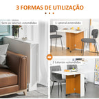 Mesa de Sala de Jantar Dobrável com Rodas Mesa Multifuncional para Sala de Jantar com 3 Formas 120x80x73cm Branco e Madeira — foto 4