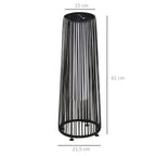 Candeeiro Solar de Vime de Energia Solar com LED 1,5 W Interruptor de Controle Automático de Luz Decoração Exterior Ø21,5x61cm Preto — foto 3