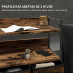 Cómoda para Dormitório Cómoda com 7 Gavetas Dobráveis Prateleiras Abertas e Estrutura de Aço Cómoda Estreito para Sala Entrada 79x29x101 cm Castanho Rústico — foto 5