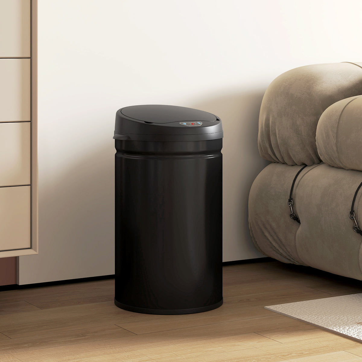 Balde de Lixo de Cozinha Automático 30 L Caixote de Cozinha em Aço Inoxidável Sensor Infravermelhos Fecho Automático Anti-Impressões Digitais para Quarto Escritório 32x30,5x51 cm Preto — foto 2