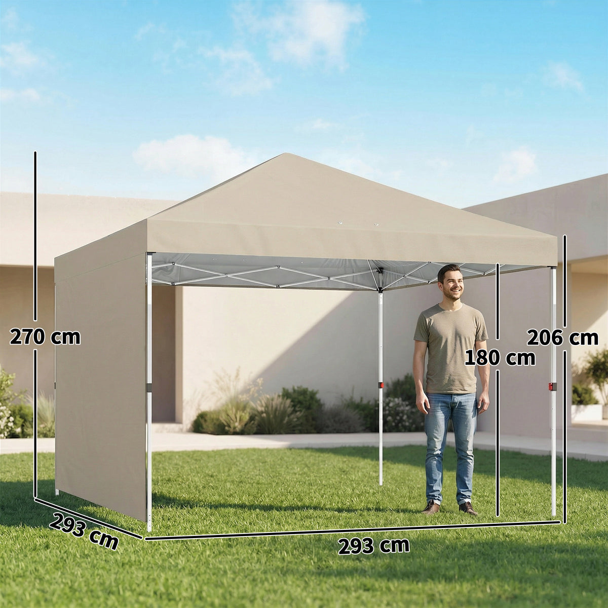 Gazebo 3x3 m Impermeável para Jardim e Festas ao Ar Livre Bege — foto 2