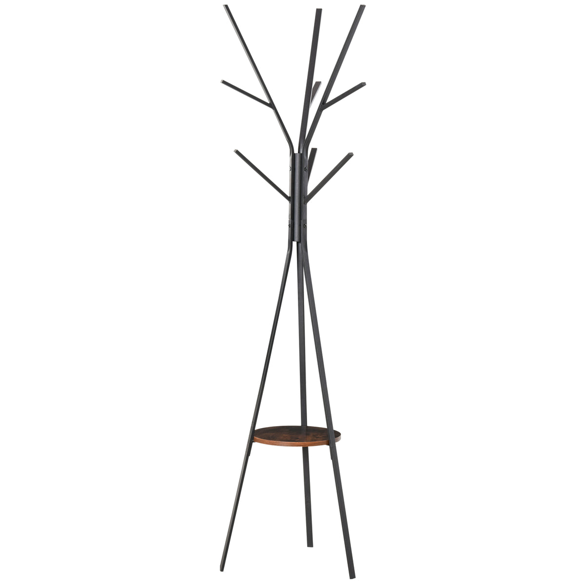 Cabideiro em design escandinavo, arara, 7 ganchos para roupa, Preto + Castanho — foto 1