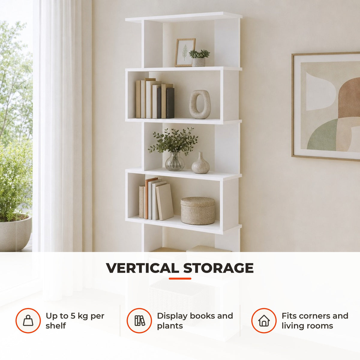 Estante para Livros Moderna Estante com 6 Prateleiras para Sala de Jantar Sala de Estar Estúdio 80x23x192 cm Branco — Utilização | How to use