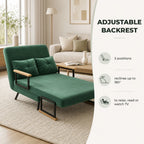 Sofá Cama Sofá Convertível em Cama de 2 Lugares Dobrável com Encosto Ajustável em 5 Níveis e 2 Almofadas Acolchoadas para Escritório Dormitório Sala de Estar 102x73x81 cm Verde — Características | Features