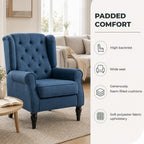 Poltrona de Sala de Estar Poltrona Moderna para Dormitório com Pés de Madeira Poltrona Individual Carga 160 kg para Escritório 74x86x102 cm Azul — Características | Features