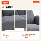 Sofá-cama, sofá de tecido 2 lugares, sofá com função cama, poliéster com aparência de linho, madeira de borracha, 173 x 75 x 73 cm, Cinza — infografia 4