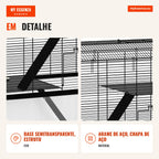 Gaiola para Hamster com Base Funda, Plataforma, Comedouro, Bebedouro, Rampa e Rodas 57x43x74 cm Preto — infografia 4