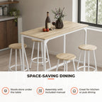 Conjunto de Móveis Altos Mesa e Cadeiras de Bar com 5 Peças Mesa de Refeição Industrial e 4 Bancos Redondos com Estrutura de Metal para Pub Sala de Jantar Madeira e Branco — Utilização | How to use