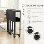 Secretária Dobrável com Rodas e Prateleira Mesa Compacta com Bolso de Armazenamento Mesa para Computador Portátil para Casa Escritório Espaços Pequenos 80x50x75 cm Preto — Características | Features