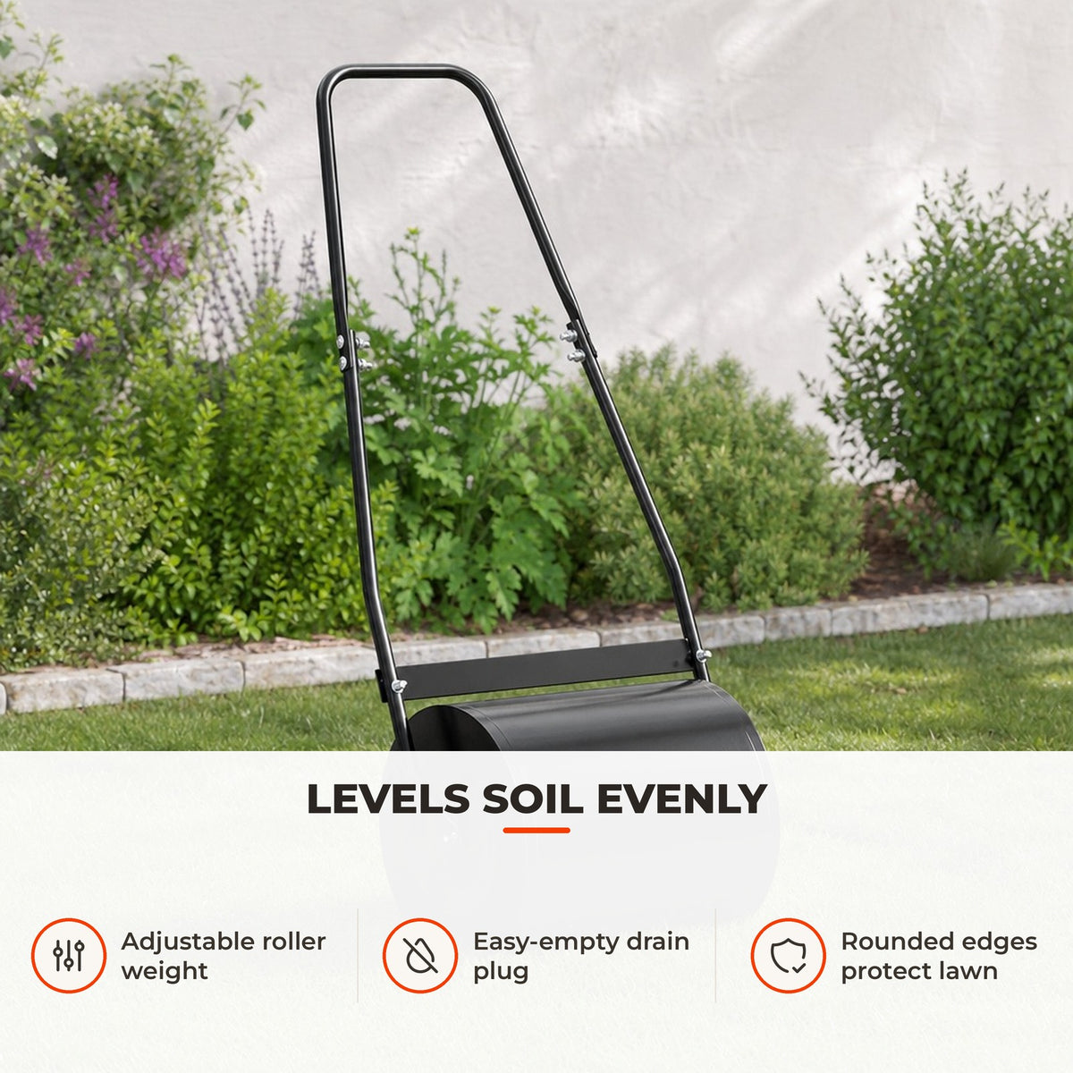 Aço do rolo 30L do gramado do jardim enchido com a água ou a medida do rolo da areia punho removível de 32x40cm — Utilização | How to use