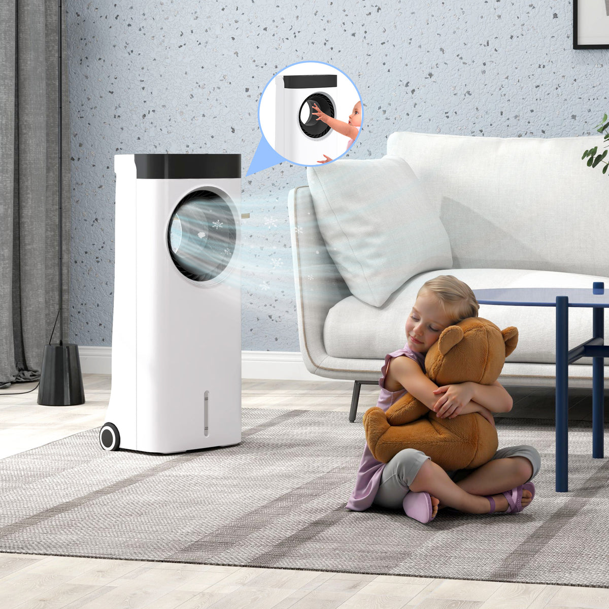Climatizador 3 em 1 Ar Condicionado Portátil 75W com 6 Velocidades Temporizador até 24H Depósito de 6,5 L Oscilação de 60º Comando à Distância 34x25,5x80 cm Branco — foto 2